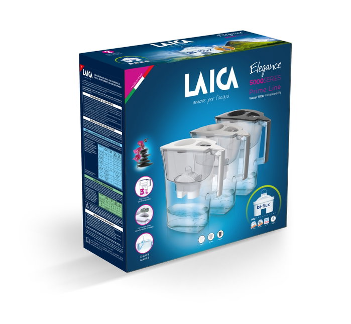 Laica Jarra filtrante Prime Line Spring blanca J51-CA capacidad 3L con indicador manual desmontable